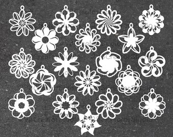 Pendientes svg plantilla Plantilla colgante Pendiente de flor Plantilla SVG Plantilla Mandara Pendiente SVG Paquete Pendiente de cuero cutfiles Joyería plantilla svg