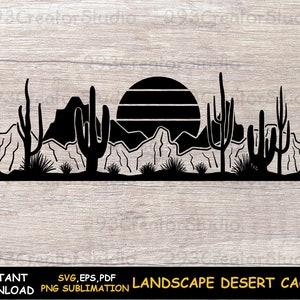 Paisaje Desierto cactus Svg Desierto svg Cactus del desierto occidental Svg Arizona SVG Suculento Svg Silueta Desierto cactus pared arte archivos svg