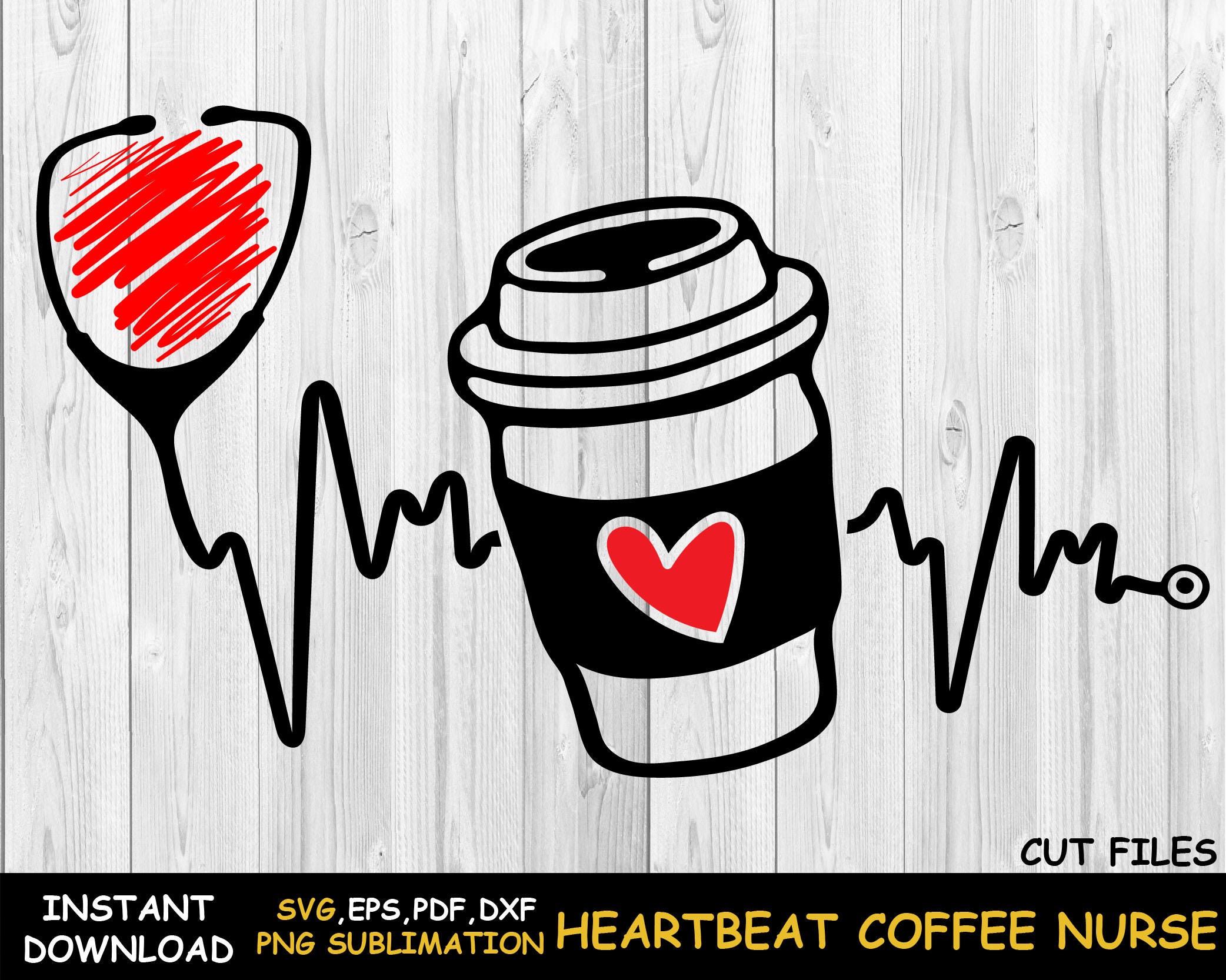 Download Heartbeat nurse coffee svg Coffee nurse powers SVG ...