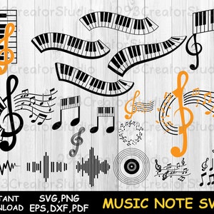 Nota musical svg Piano svg Clave de agudos svg Teclas de piano svg Teclado SVG Teclas de piano clipart Paquete de símbolos musicales personal de música SVG