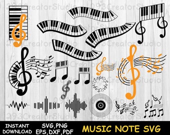 Music note svg Piano svg Treble clef svg Piano Keys svg Keyboard SVG  Piano keys clipart Music symbol bundle  music staff SVG