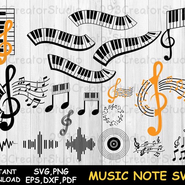 Music note svg Piano svg Treble clef svg Piano Keys svg Keyboard SVG  Piano keys clipart Music symbol bundle  music staff SVG