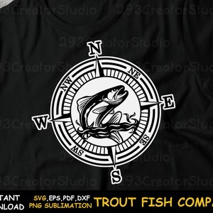 Trout Fish Compass Png Shirt, Fishing Lover PNG Shirt, Camping Fishing Shirt, Png Sublimation Design
