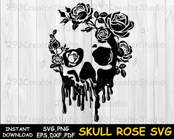 Download Floral Skull Blood Dripping Svg Rose Skull Svg Dripping Etsy