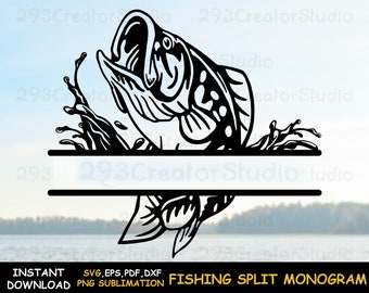 Fish Monogram Shirt svg, Fish svg Cut Files, River Fishing Team Shirt, PNG Sublimation Design, Fishing lover gift idea, Fish logo svg,