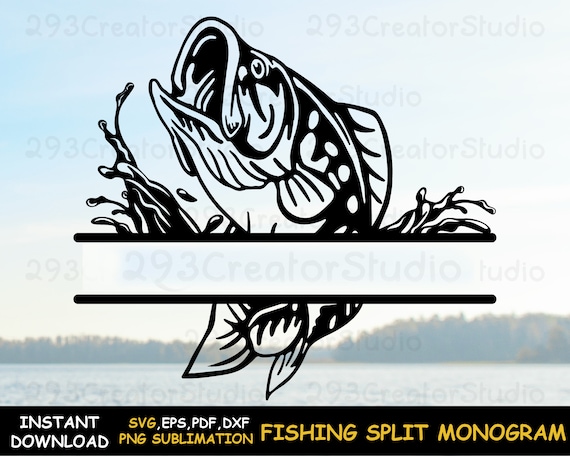 Fish Monogram Shirt Svg, Fish Svg Cut Files, River Fishing Team
