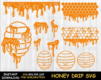 Honey drip Svg Honeybee svg Beehive svg Honeycomb Pattern Silhouette Cameo svg Hexagon Svg DXP PNG Bee comb svg