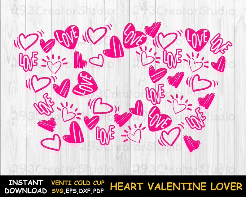 Heart Valentine Lover Svg Love Svg Venti Cold Cup Heart Full - Etsy