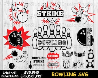 Bowling svg Bundle, Bowling Logo Png for Shirt, Bowling Squad Png Shirt Print, Bowling Strike svg, Bowling Women svg, Strike pin svg