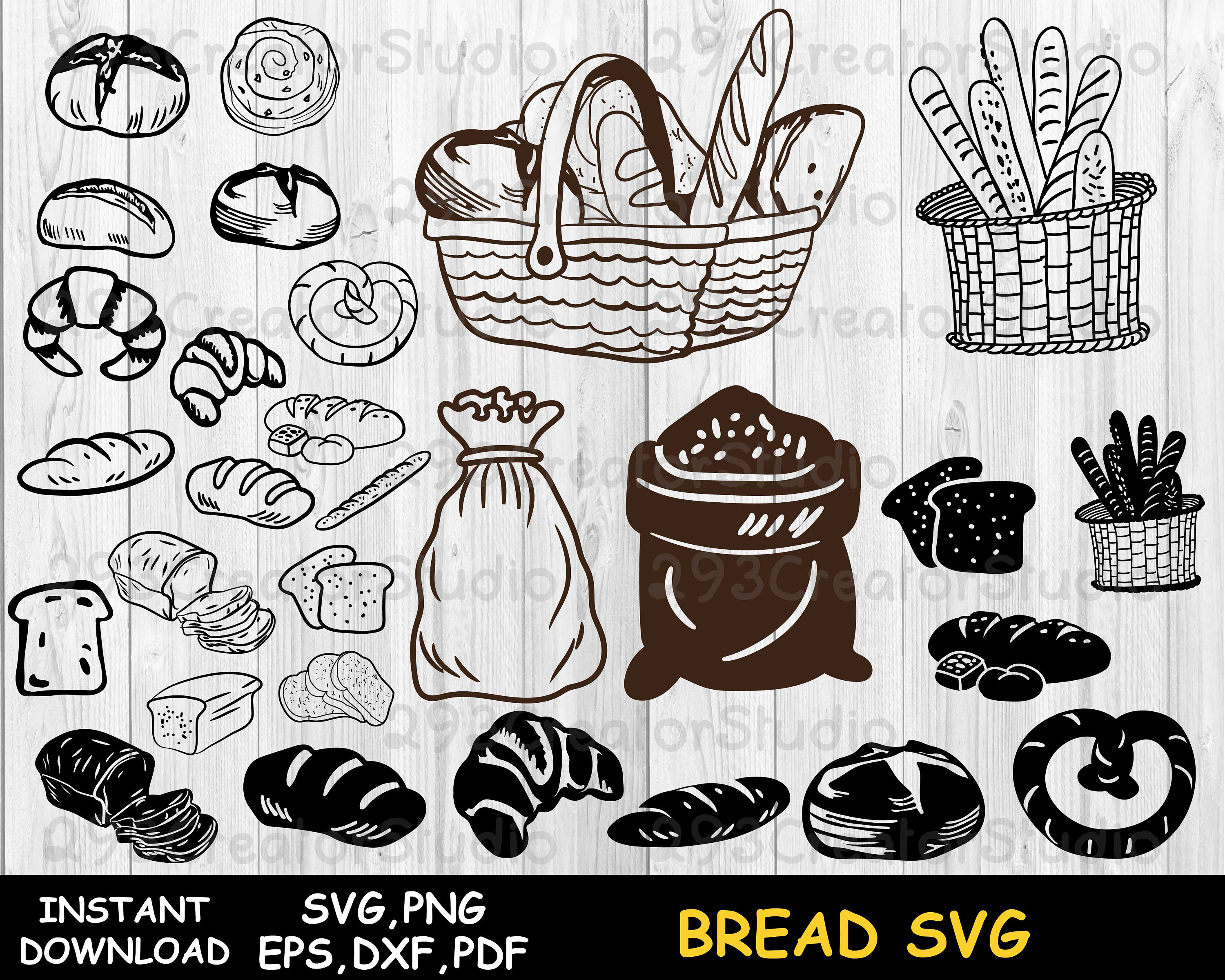 Bread Svg Kitchen Svg Silhouette Bakery Svg Cut File Homemade Etsy