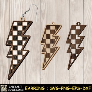 Racing Ohrring SVG, Blitz Ohrring Vorlage, Zielflagge Ohrring DXF, Cricut Vorlage, Schmuck Laser geschnitten Dateien, Geschenk für Race Mom SVG