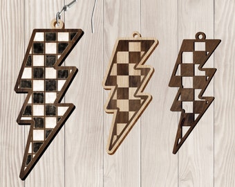 Orecchino da corsa SVG, modello orecchino fulmine, orecchino bandiera a scacchi DXF, modello Cricut, file tagliati al laser di gioielli, regalo per la mamma di razza SVG