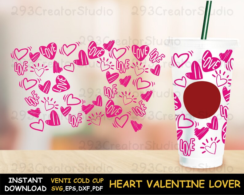 Download Heart Valentine lover svg Love svg Venti Cold Cup Heart Full | Etsy