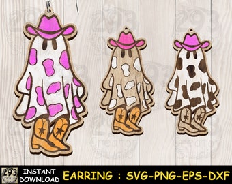 Halloween Earring Svg, Boo Haw Earring Cut files, Earring Gift Idea for Mom and Women, Cute Ghost Earring SVG, Wood Laser Cut Files, DXF