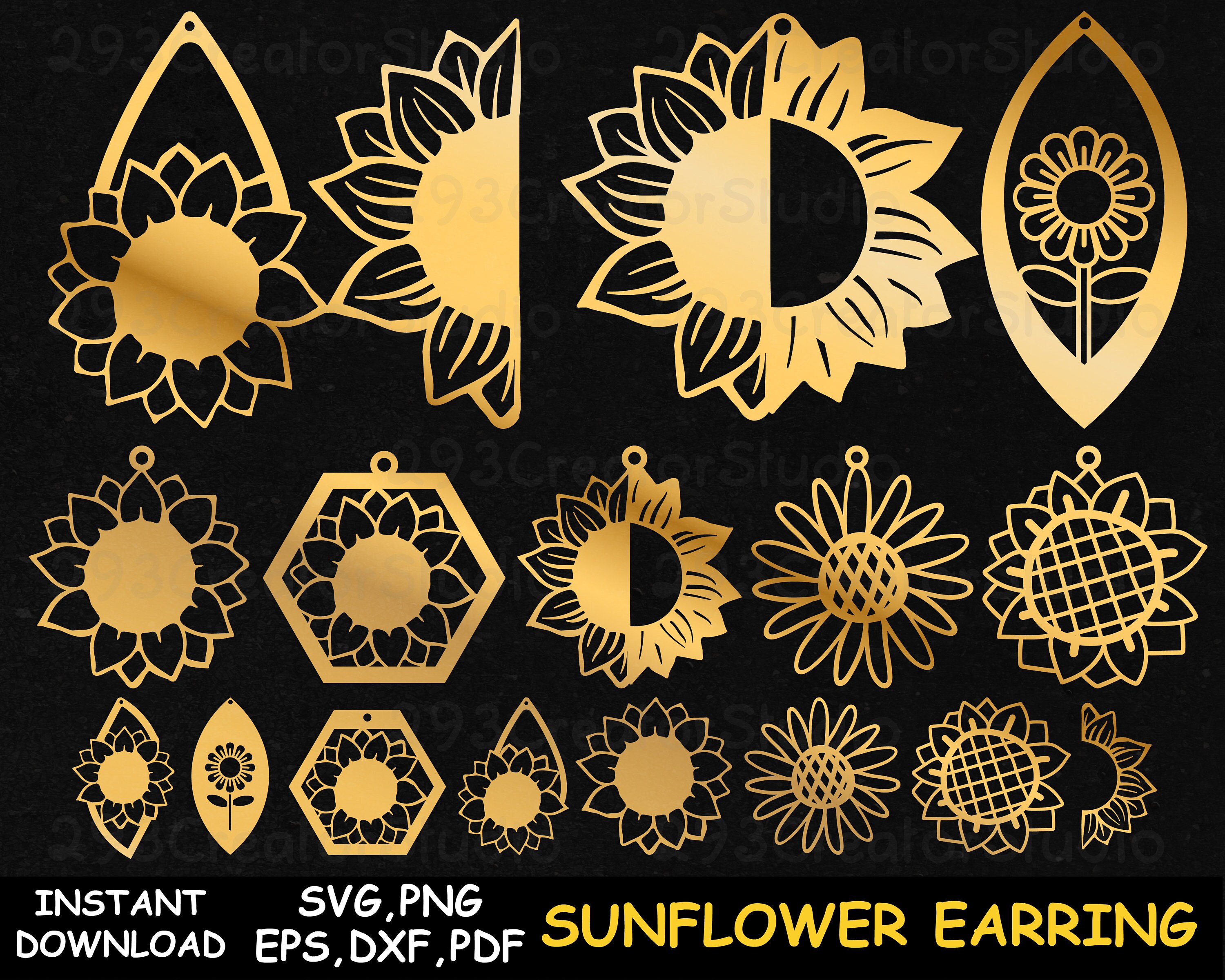 Download Sunflower Earring Svg Flower Earring Svg Teardrop Earring Etsy