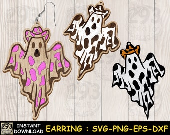 Boo Haw Earring Cut files, Cute Ghost SVG, Earring Gift Idea for Mom and Women, Cute Ghost Earring SVG, Wood Laser Cut Files, DXF