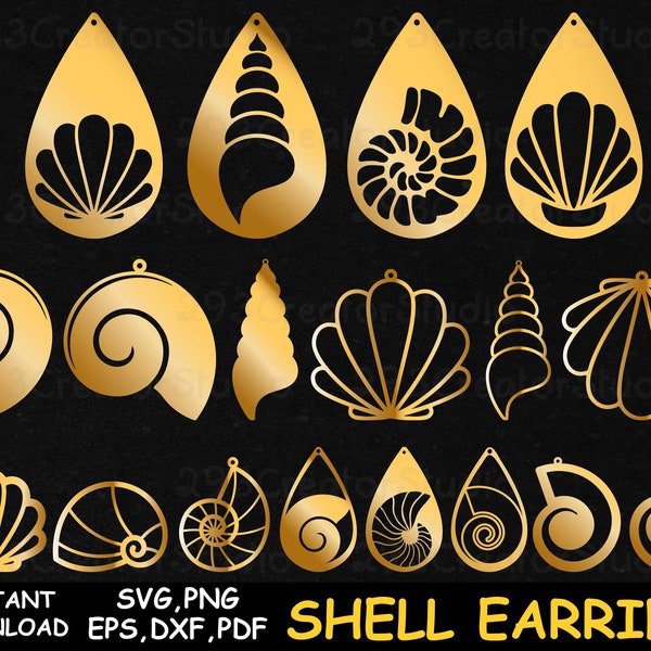 Sea Shell Svg Cut files, Earring DXF Laser Template, Beach and Summer Trip Jewelry Hand Craft Gift Idea, Perfect for Women and Girl