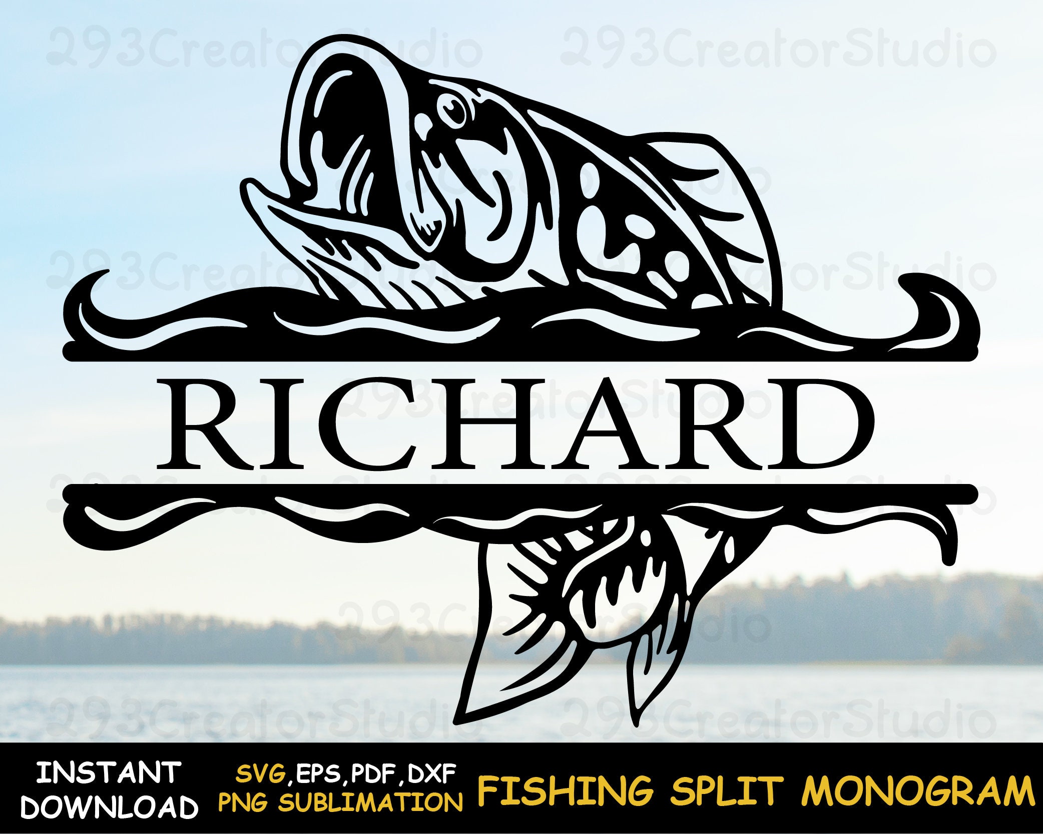 Download Fishing split monogram svg Bass fish Border name svg Fishing | Etsy