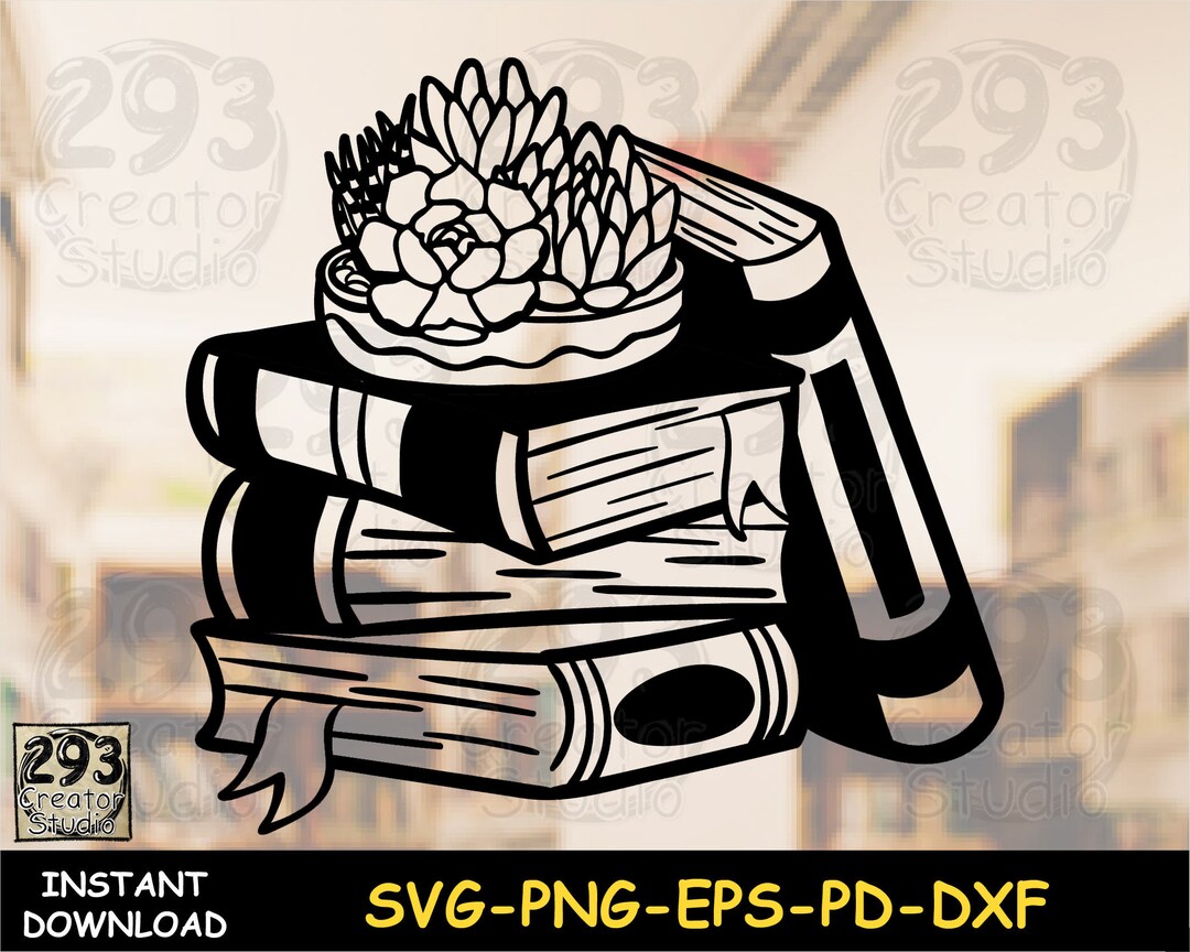 Cactus Book SVG, Reading PNG, SVG File for Cricut, Succulent Cactus ...