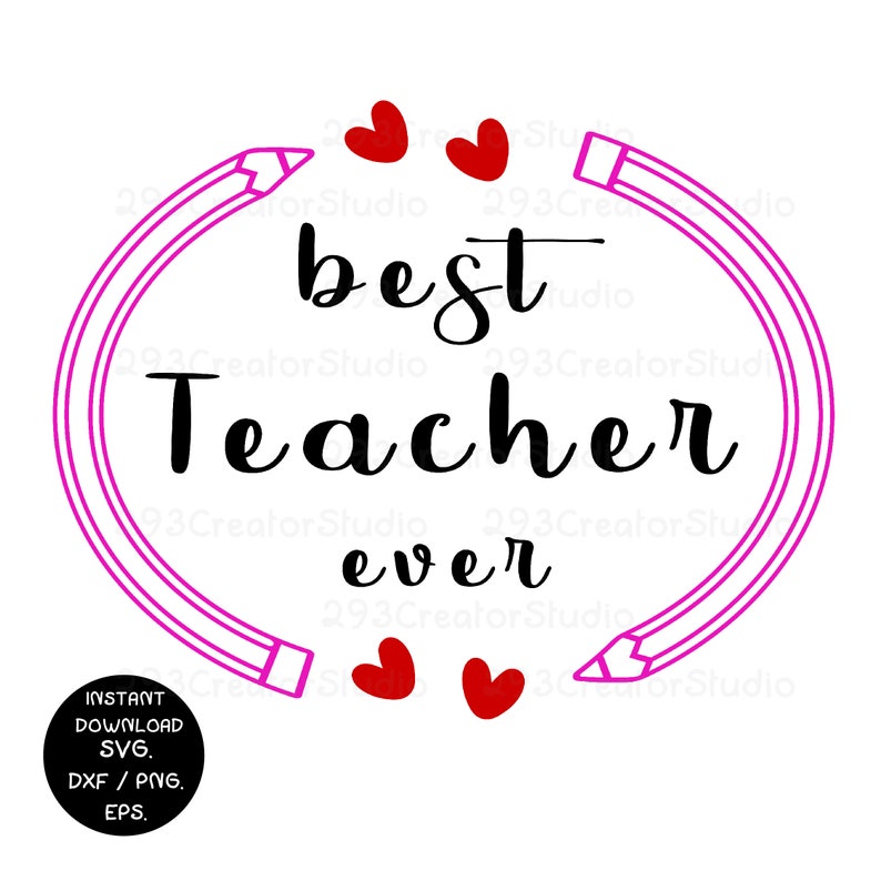 Download Pencil svg Best Teacher Ever svg Pencil monogram svg Best ...
