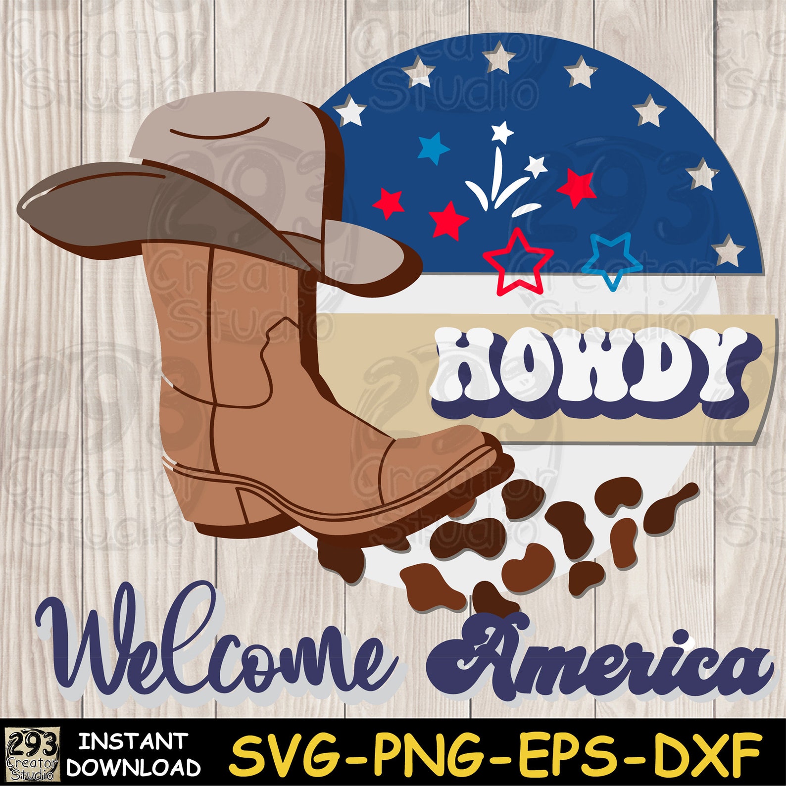 4th of July Sign SVG, Patriotic Booth Door Hanger, Howdy Sign SVG ...