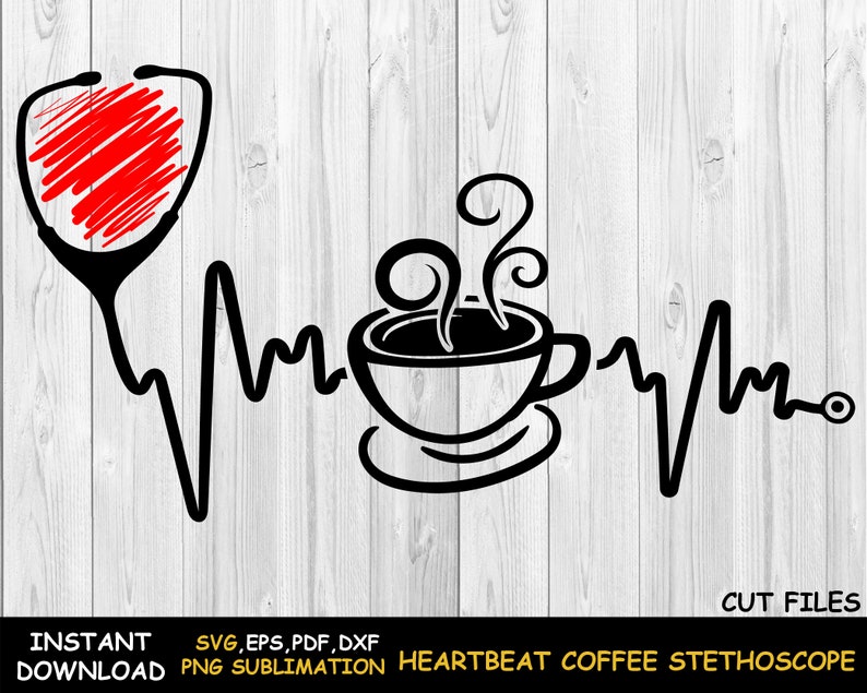 Download Coffee nurse powers SVG Heartbeat Coffee svg Heartbeat nurse | Etsy