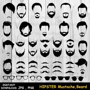 Bart-SVG-Bundle, Schnurrbart-Png-Shirt, Hipster-Svg-Bundle, Gesicht-Haar-Svg, Papa-Svg, Geschenkidee zum Geburtstagsvater, Hipster-Bart-Print-Shirt