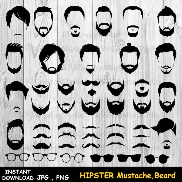 Beard SVG bundle, Mustache png shirt, Hipster svg bundle, Face Hair svg, Dad svg, Birthday dad gift idea, Hipster Beard print shirt