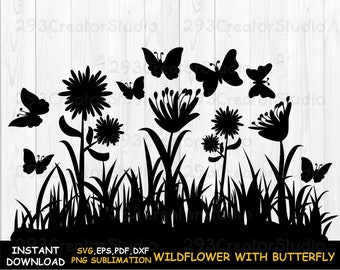 Fild Blume SVG, Schmetterling SVG, Gärtner Liebhaber PNG Shirt, Floral Png Shirt Druck, Garten Shirt svg, Schmetterling im Garten svg Pflanzensvg Design