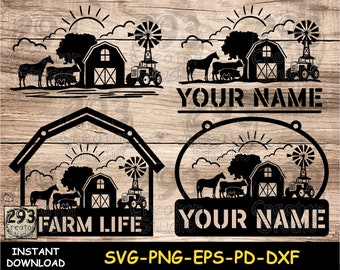 Farm Life SVG, Farm Scene PNG Design, Landscape PNG Sublimation,  Hand Craft Decoration Idea, Farmer Svg Cutfiles, Banner Laser Cut Design,
