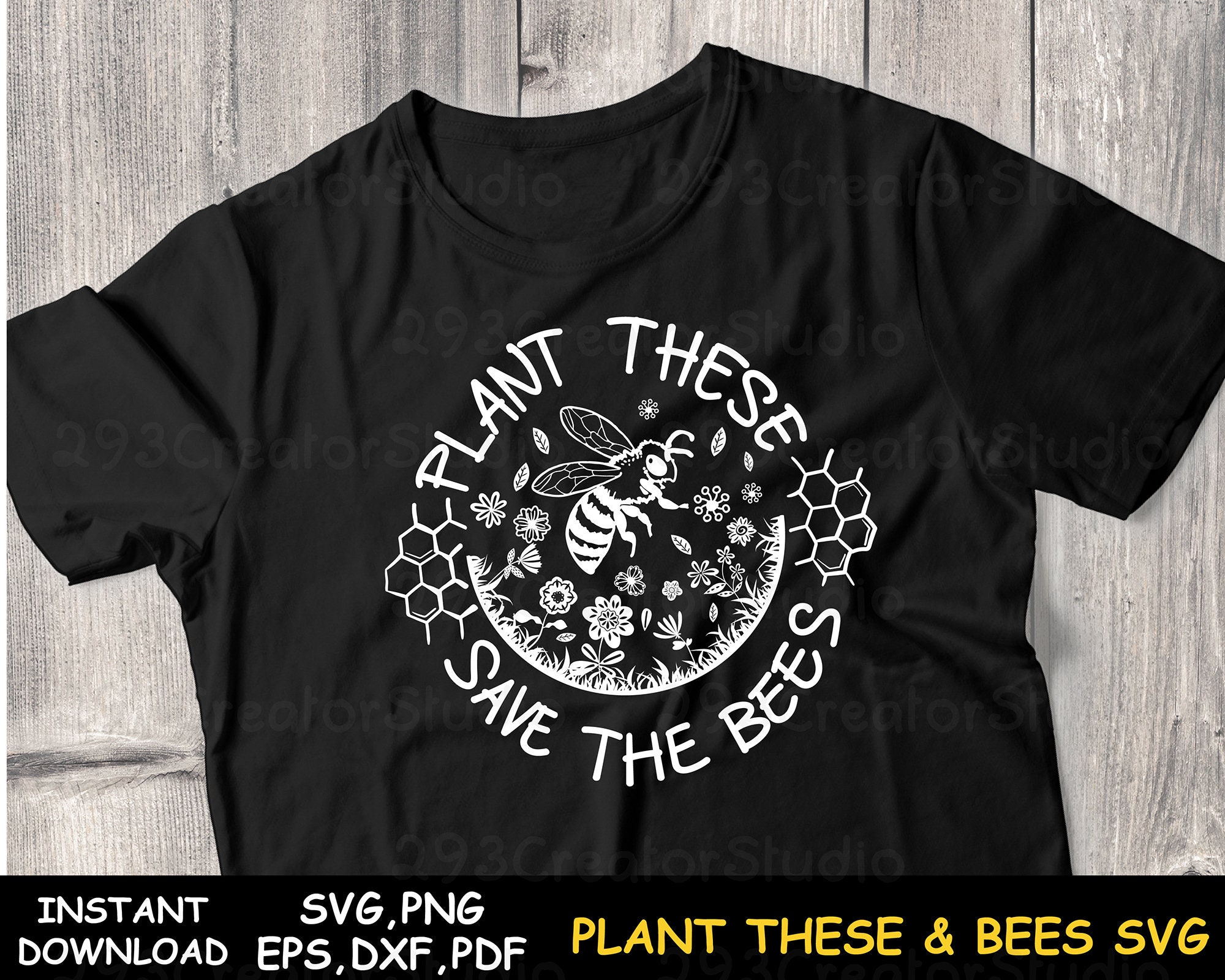 Download Floral Bees Svg Plant These Save The Bees Shirt Svg Garden Svg Etsy