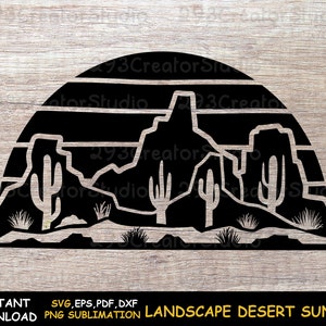 Desert Landscape Sunset Shirt svg, Southwest Png Shirt Print, Western Png Sublimation Design, Desert Cactus Png, Rock Mountain Shirt Print image 2