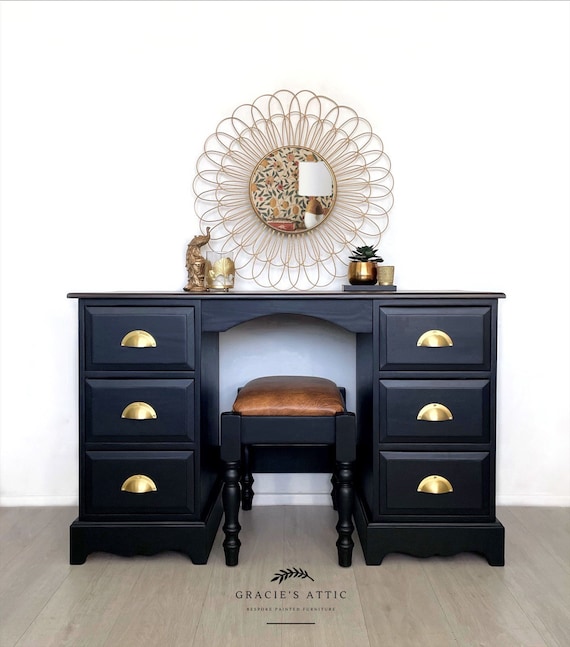 black brown dressing table Maurece Vanity Dressing table with lighted mirror and stool main image 0