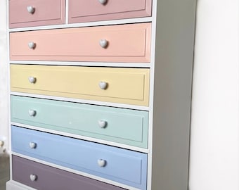 pastel rainbow dresser Sorbus 6 Drawers Dresser with Steel Frame, Wood Top, Fabric Bins in Rainbow  Pastel