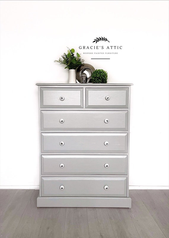 Solid Pine Chest of Drawers Grey, 6 Drawer Dresser, Bedroom Drawers, Custom  Order - Etsy