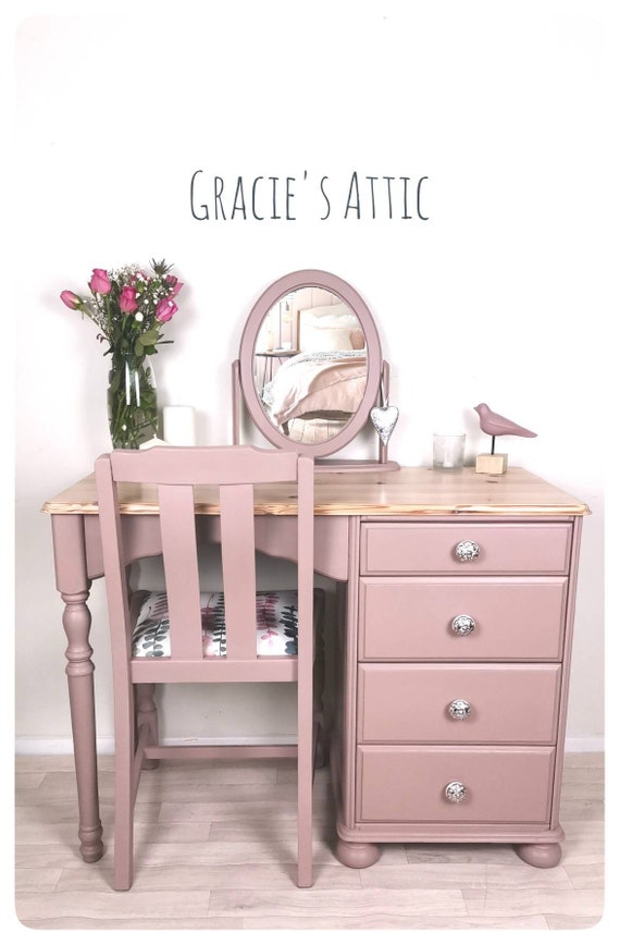 Sold Example Dusky Pink Dressing Table Chair And Mirror Etsy