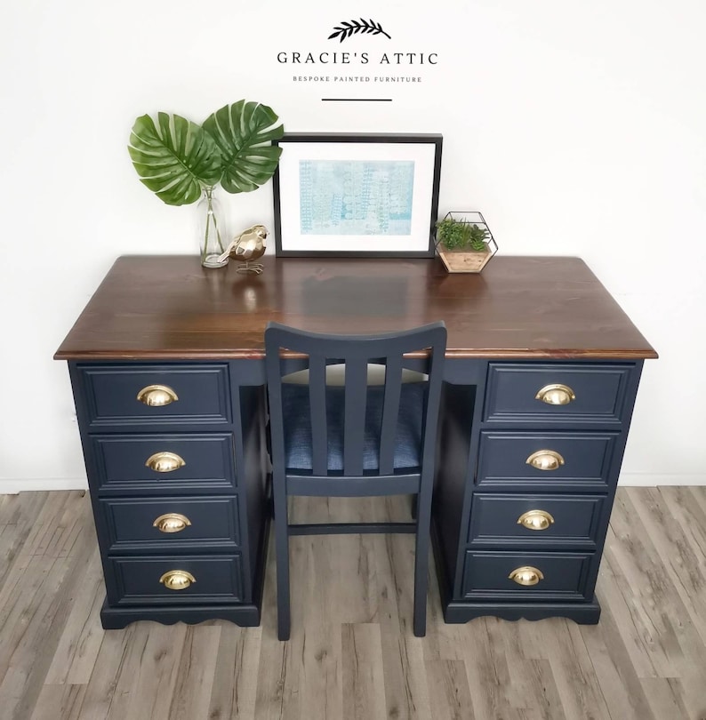 Desk Blue desk workstation upcycled SOLD available for Etsy