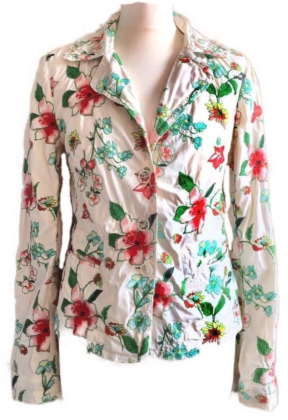 Johnny Was Rare Ivory Multi Floral Heavily Embroid