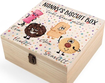 Personalised Luxury Wooden Hinged Biscuit Character Box | Three Sizes
