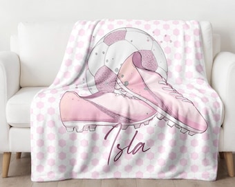 Personalisierte rosa Fußball Name Sherpa Fleece Decke