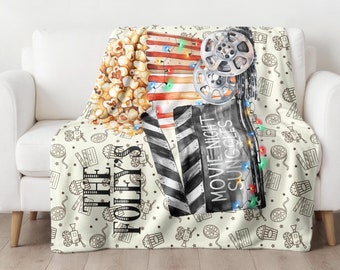 Personalisierte Film Nacht Familien Name Sherpa Fleece Decke