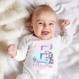 Personalised Unicorn Name Vest Onesie Bib Babygro Rompersuit