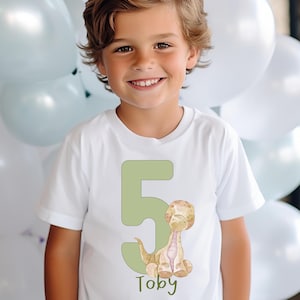 Personalised Birthday T-shirt Dino Dinosaur Numbers