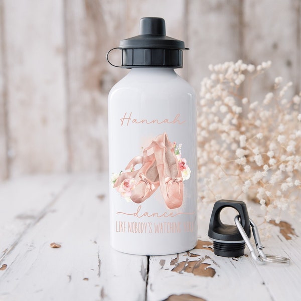 Personalised Pink Ballet Shoes Water Bottle