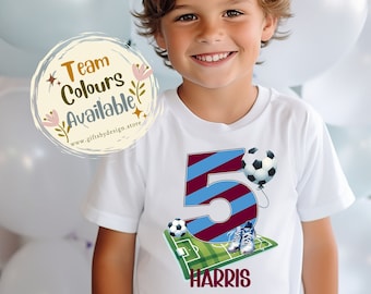 Personalised Birthday T-shirt Football Choose Team Colours Numbers - Other T-Shirt Colours Available