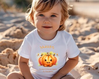 Camiseta infantil de Halloween personalizada: Diseño de calabaza adorable