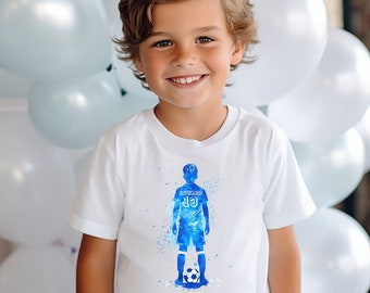 Personalised Birthday Numbers T-shirt Male Football Silhouette - Other T-Shirt Colours Available