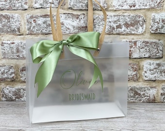 Personalised Luxury Frosted Gift Bag Choice of Ribbon Colour