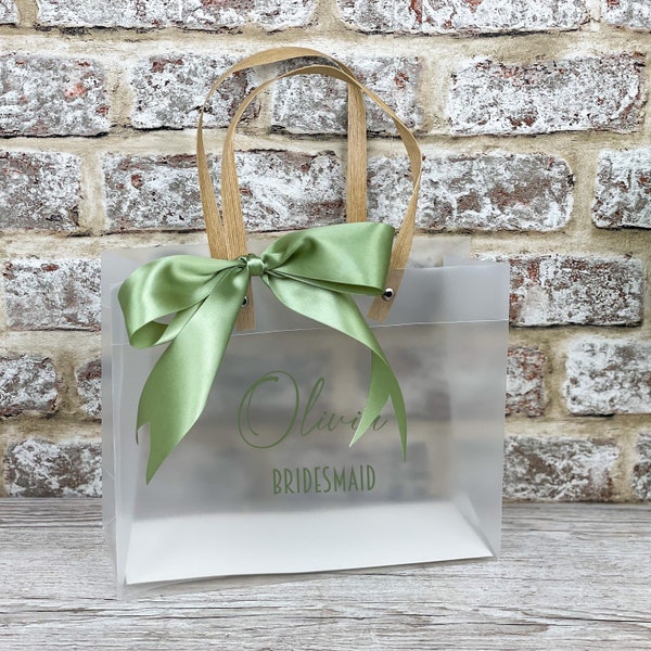 Personalised Luxury Frosted Gift Bag Choice of Ribbon Colour