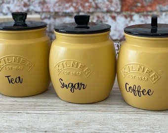 ochre tea coffee sugar canisters